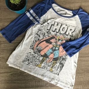 Marvel Thor Baseball Style Quarter Sleeve T-shirt